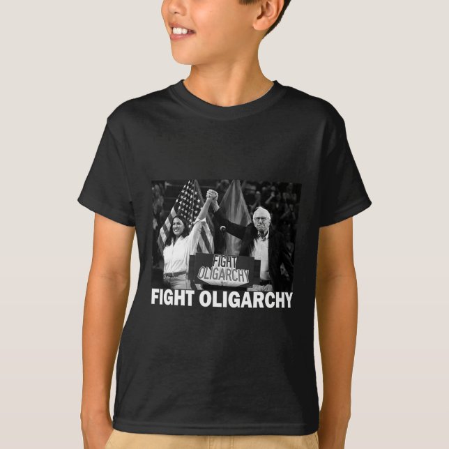 Fight Oligarchy Bernie Sanders And Aoc Freedom Us  T-Shirt (Front)