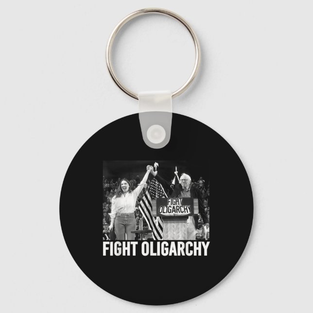 Fight Oligarchy, Protest And Resist With Bernie Sa Key Ring (Front)