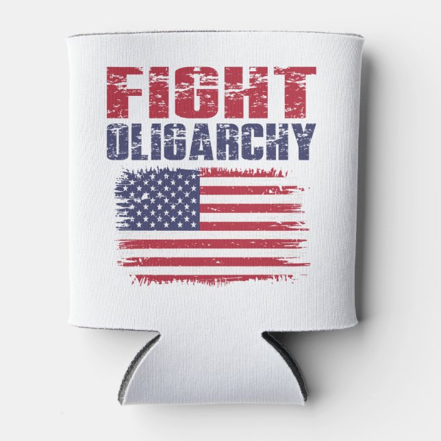 Fight Oligarchy Protest Can Cooler (Front)