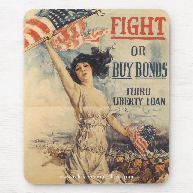 "Fight or Buy Bonds" WWl Poster Mouse Mat (Front)
