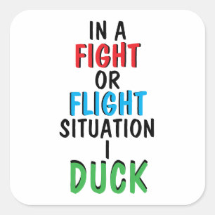 Fight or Flight Funny Survival Humour Mug Square Sticker