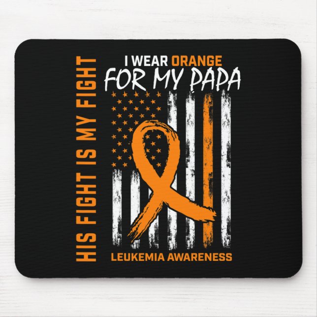 Fight Orange Leukaemia Cancer Awareness Papa Ameri Mouse Mat (Front)