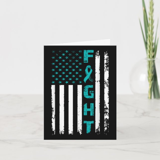 Fight Ovarian Cancer American Flag Awareness Survi Card (Front)