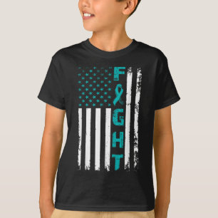 Fight Ovarian Cancer American Flag Awareness Survi T-Shirt