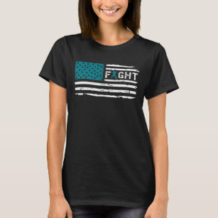 Fight Ovarian Cancer American Flag Vintage T-Shirt