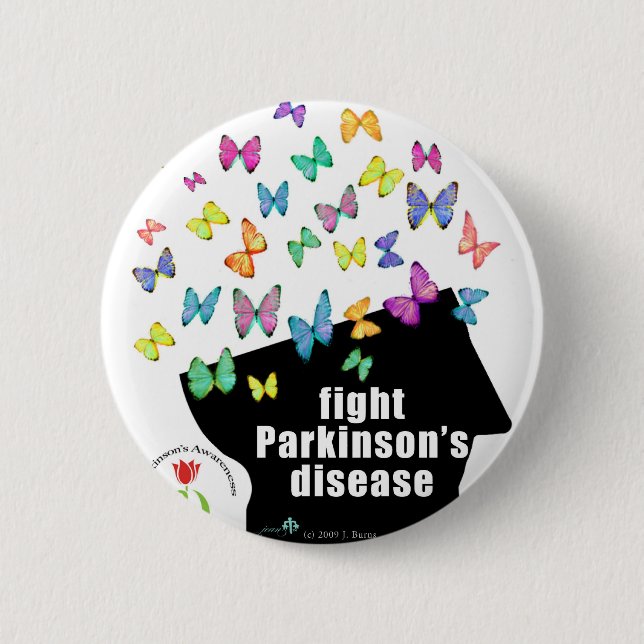 fight pd - butterflies parkinson awareness 6 cm round badge (Front)