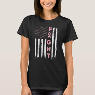 Fight Pink American Flag Breast Cancer Awareness T-Shirt
