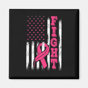 Fight Pink Ribbon Flag Breast Cancer Awareness Magnet