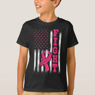 Fight Pink Ribbon Flag Breast Cancer Awareness  T-Shirt