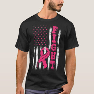 Fight Pink Ribbon Flag Breast Cancer Awareness T-Shirt