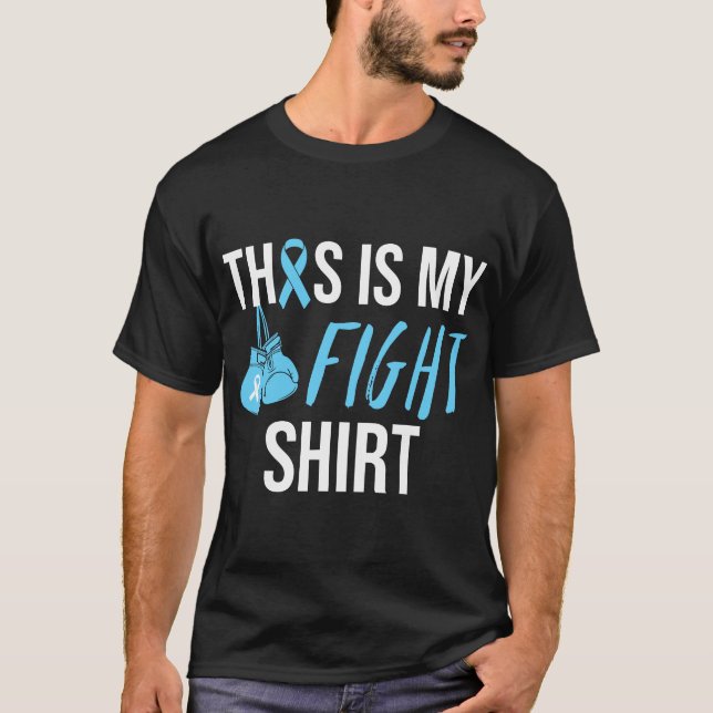 Fight Prostate Cancer Awareness Light Blue Ribbon  T-Shirt (Front)