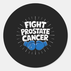 Fight Prostate Cancer Blue Ribbon Boxing Prostate Classic Round Sticker