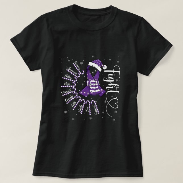 Fight Purple Ribbon Pancreatic Cancer Santa Hat Ch T-Shirt (Design Front)
