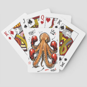 Fight Round 1 Boxing Octopus – Bold Hand-Drawn Playing Cards