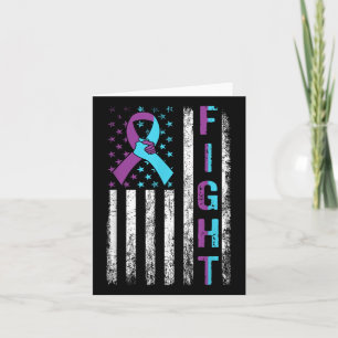 Fight Suicide Awareness American Flag Purple Teal  Card