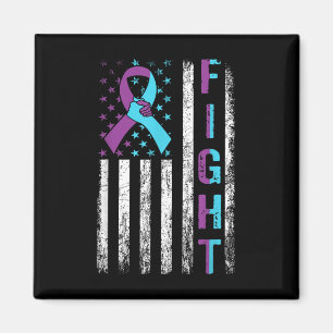 Fight Suicide Awareness American Flag Purple Teal Magnet