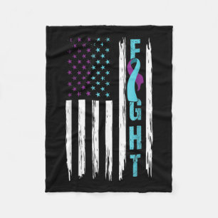 Fight Suicide Awareness And Prevention American Fl Fleece Blanket