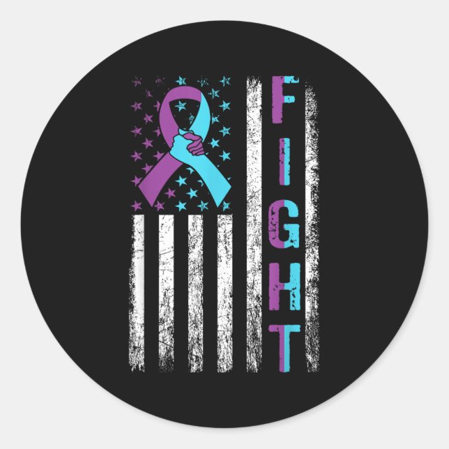 Fight Suicide Prevention Awareness American Flag R Classic Round Sticker (Front)