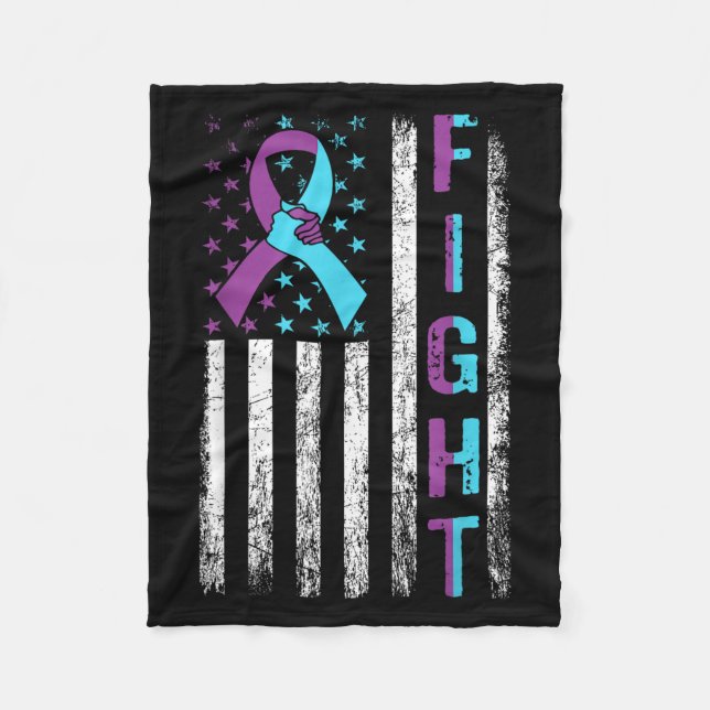 Fight Suicide Prevention Awareness American Flag R Fleece Blanket (Front)