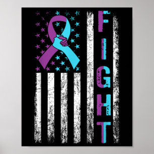 Fight Suicide Prevention Awareness American Flag R Poster