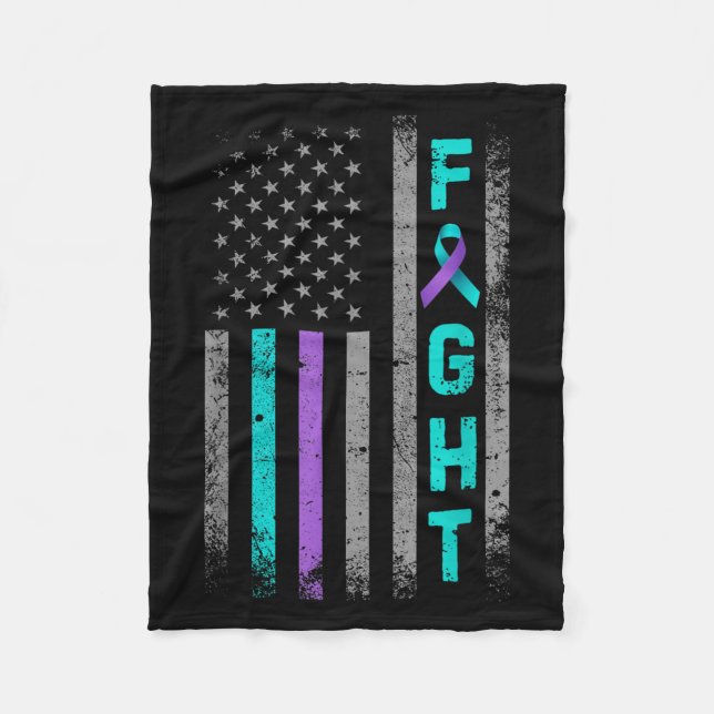 Fight Suicide Prevention Awareness Us American Fla Fleece Blanket (Front)