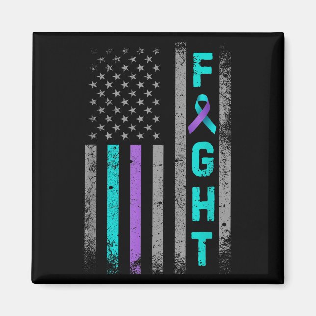 Fight Suicide Prevention Awareness Us American Fla Magnet (Front)