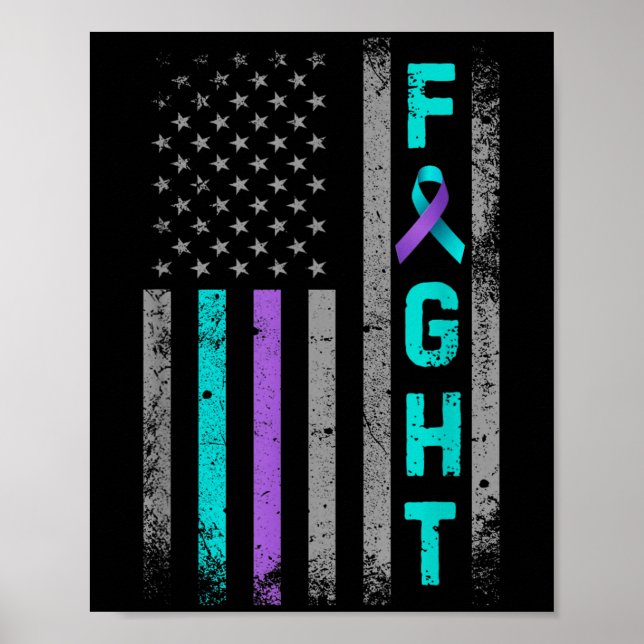 Fight Suicide Prevention Awareness Us American Fla Poster (Front)