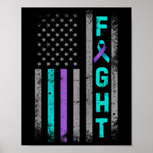 Fight Suicide Prevention Awareness Us American Fla Poster