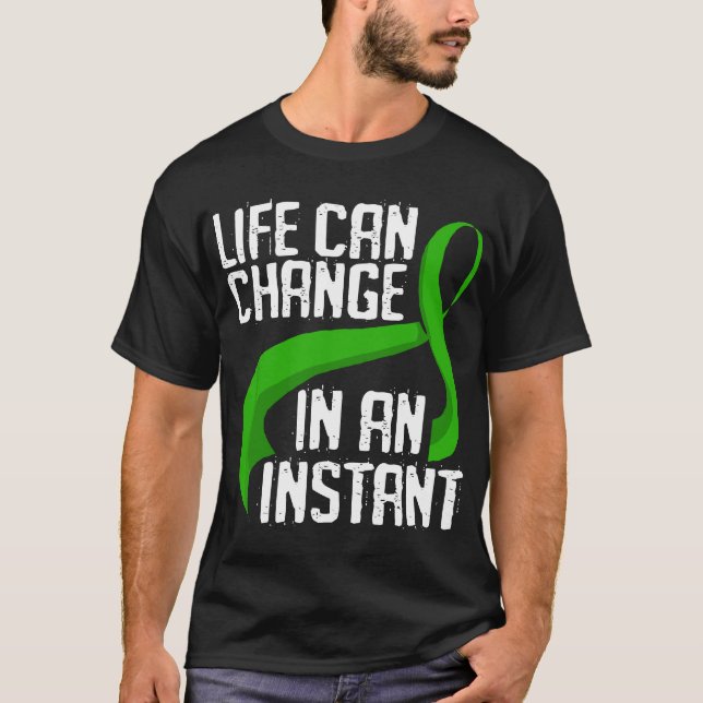 Fight TBI Warrior Green Ribbon Traumatic Survivor T-Shirt (Front)