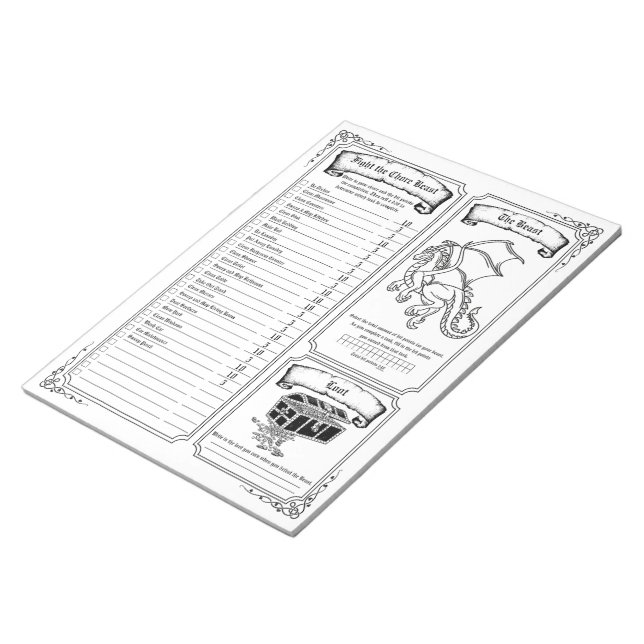 Fight the Chore Beast (Filled In) Notepad (Angled)