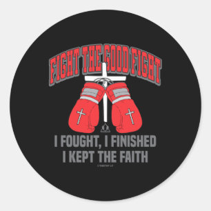 Fight The Good Fight Boxing Gloves Christian Desig Classic Round Sticker