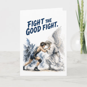 Fight the Good Fight Catholic Wrestling Birthday Card