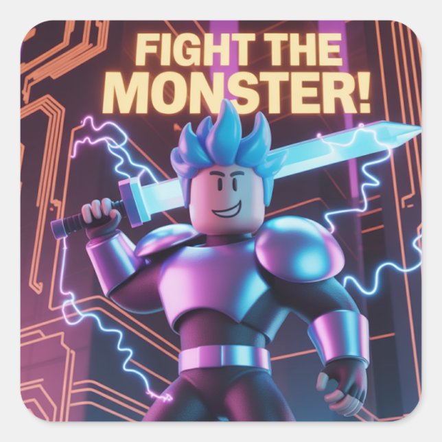 Fight the monster  square sticker (Front)