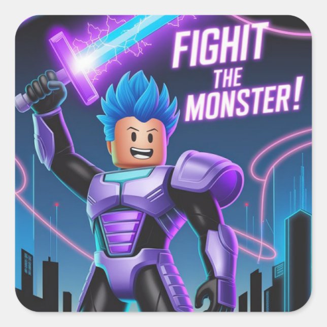 Fight the monster  square sticker (Front)