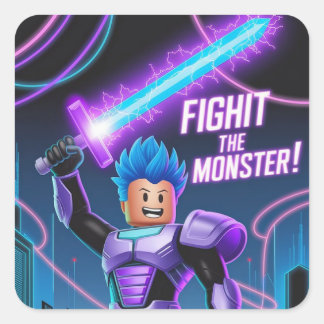 Fight the monster  square sticker