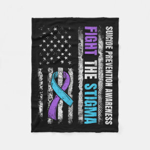 Fight The Stigma American Flag Suicide Prevention  Fleece Blanket
