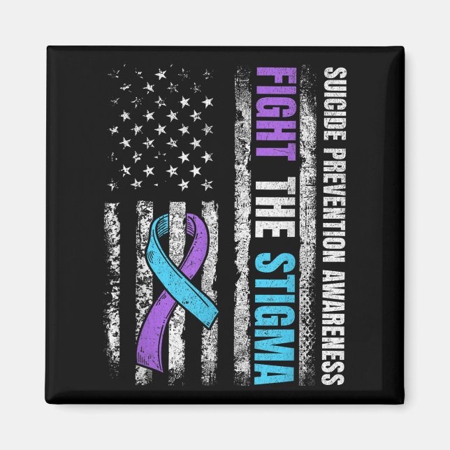 Fight The Stigma American Flag Suicide Prevention  Magnet (Front)