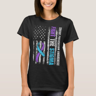 Fight The Stigma American Flag Suicide Prevention T-Shirt
