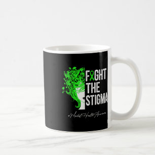 Fight The Stigma Green Hair Ribbon Mental Health A Coffee Mug