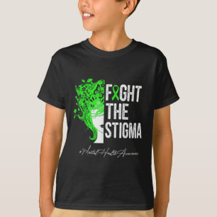 Fight The Stigma Green Hair Ribbon Mental Health A T-Shirt