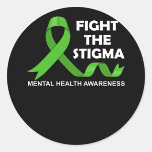 Fight The Stigma Green Ribbon Mental Health Classic Round Sticker