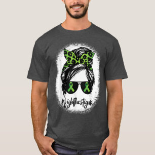 Fight The Stigma Leopard Print Messy Bun Mental He T-Shirt