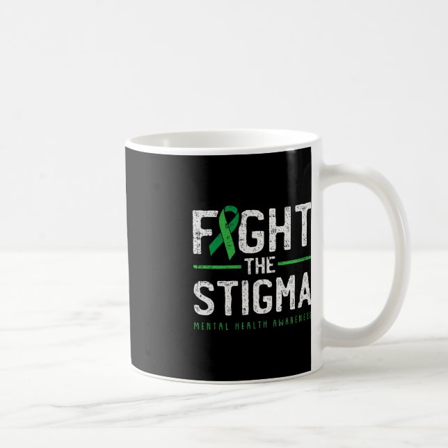 Fight The Stigma Mental Health Awareness Green Rib Coffee Mug (Right)