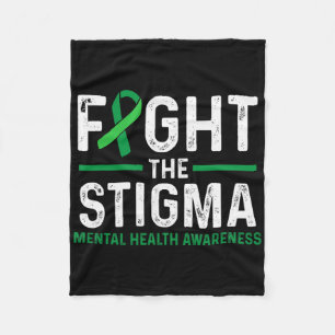 Fight The Stigma Mental Health Awareness Green Rib Fleece Blanket