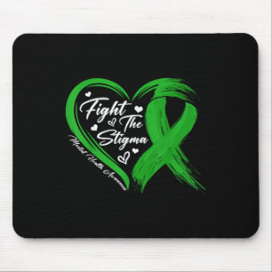 Fight The Stigma Mental Health Awareness Green Rib Mouse Mat