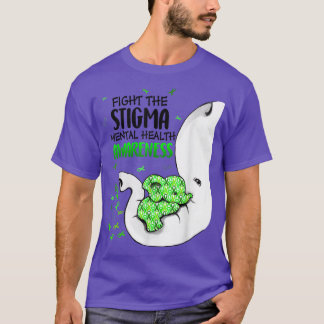Fight The Stigma Mental Health Awareness Green Rib T-Shirt