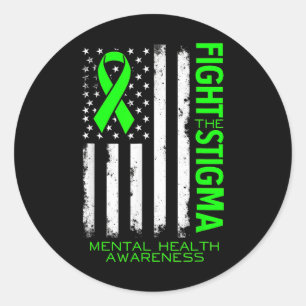 Fight The Stigma Mental Health Awareness Ribbon Am Classic Round Sticker