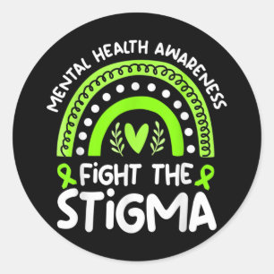 Fight The Stigma Ribbon Mental Health Awareness Ra Classic Round Sticker