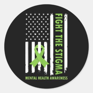 Fight The Stigma Usa Flag Mental Health Awareness Classic Round Sticker