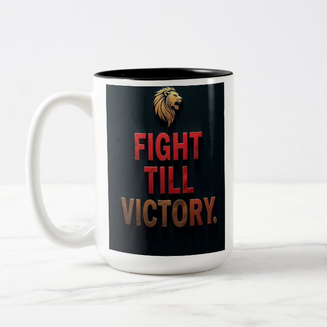 Fight Till Victory Two-Tone Coffee Mug (Left)
